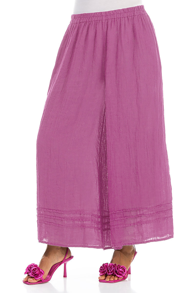 Wide Wild Berry Gauze Linen Trousers