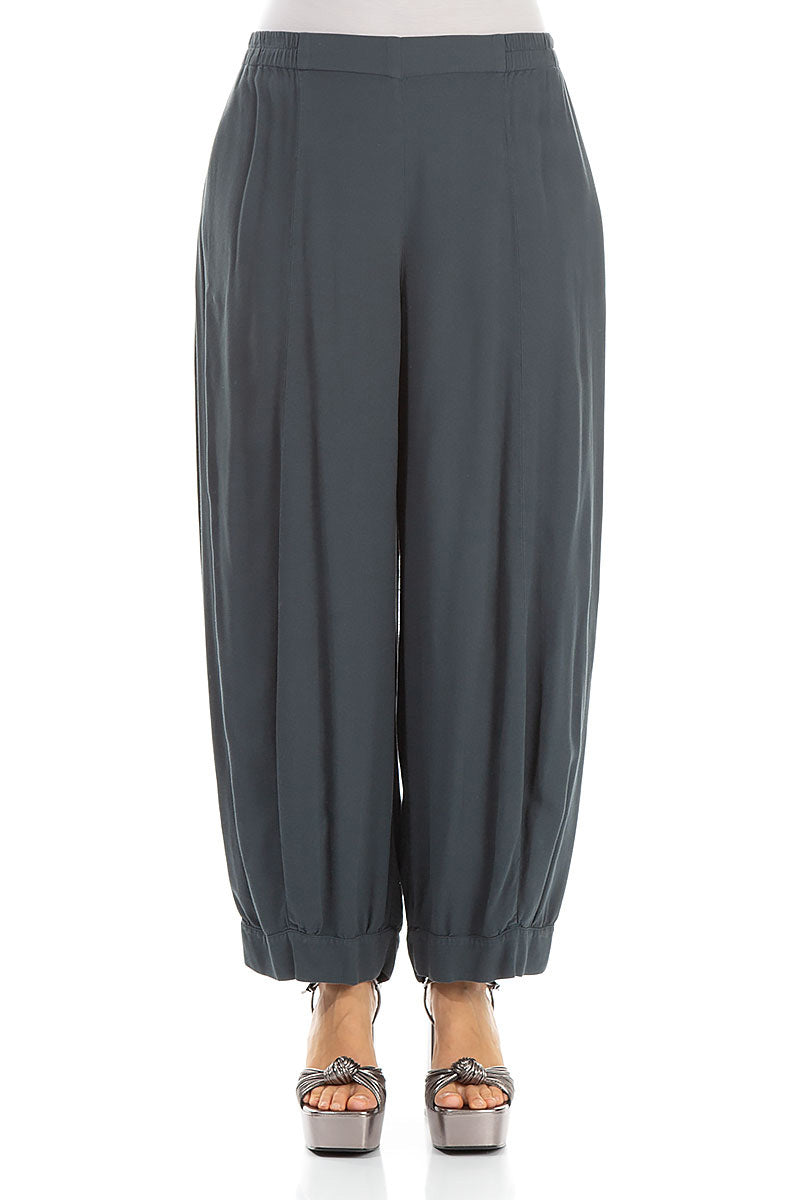 Wide Dark Grey Viscose Trousers