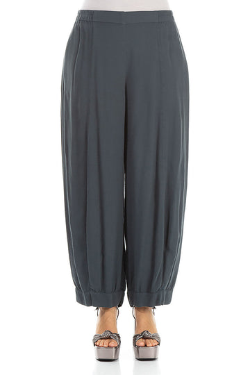 Wide Dark Grey Viscose Trousers