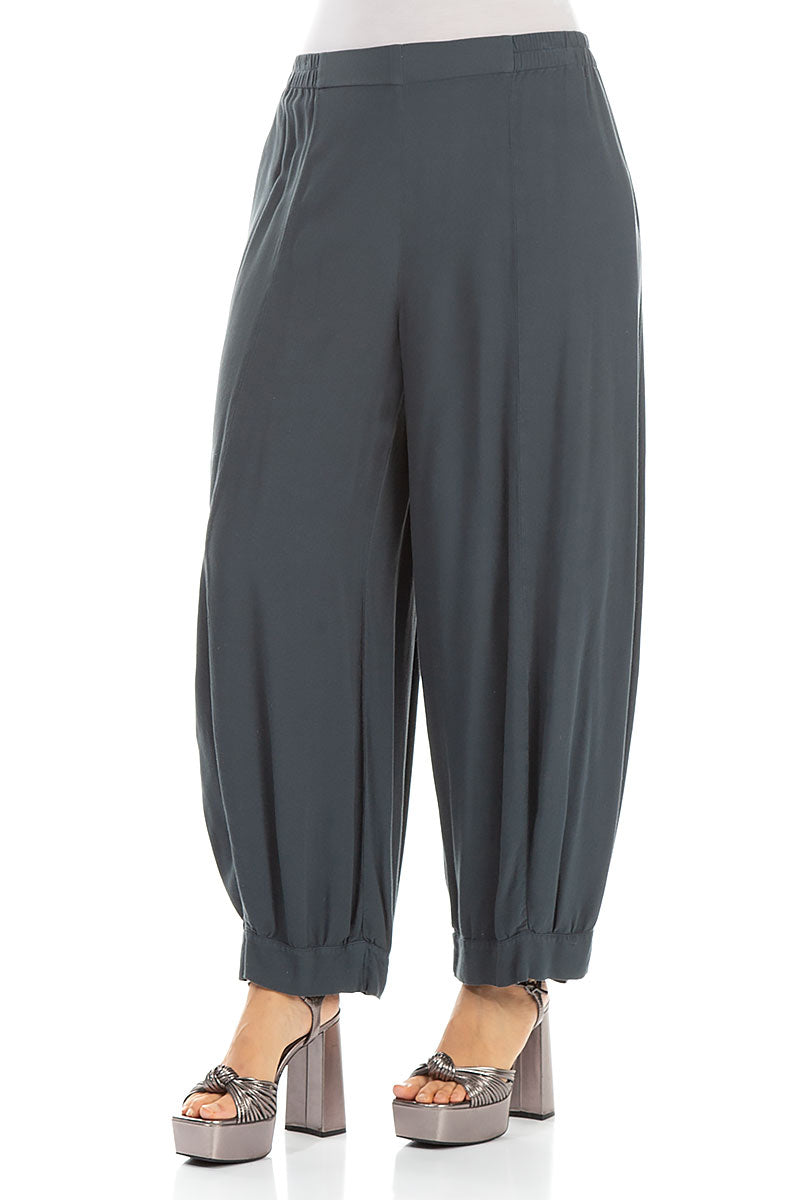 Wide Dark Grey Viscose Trousers