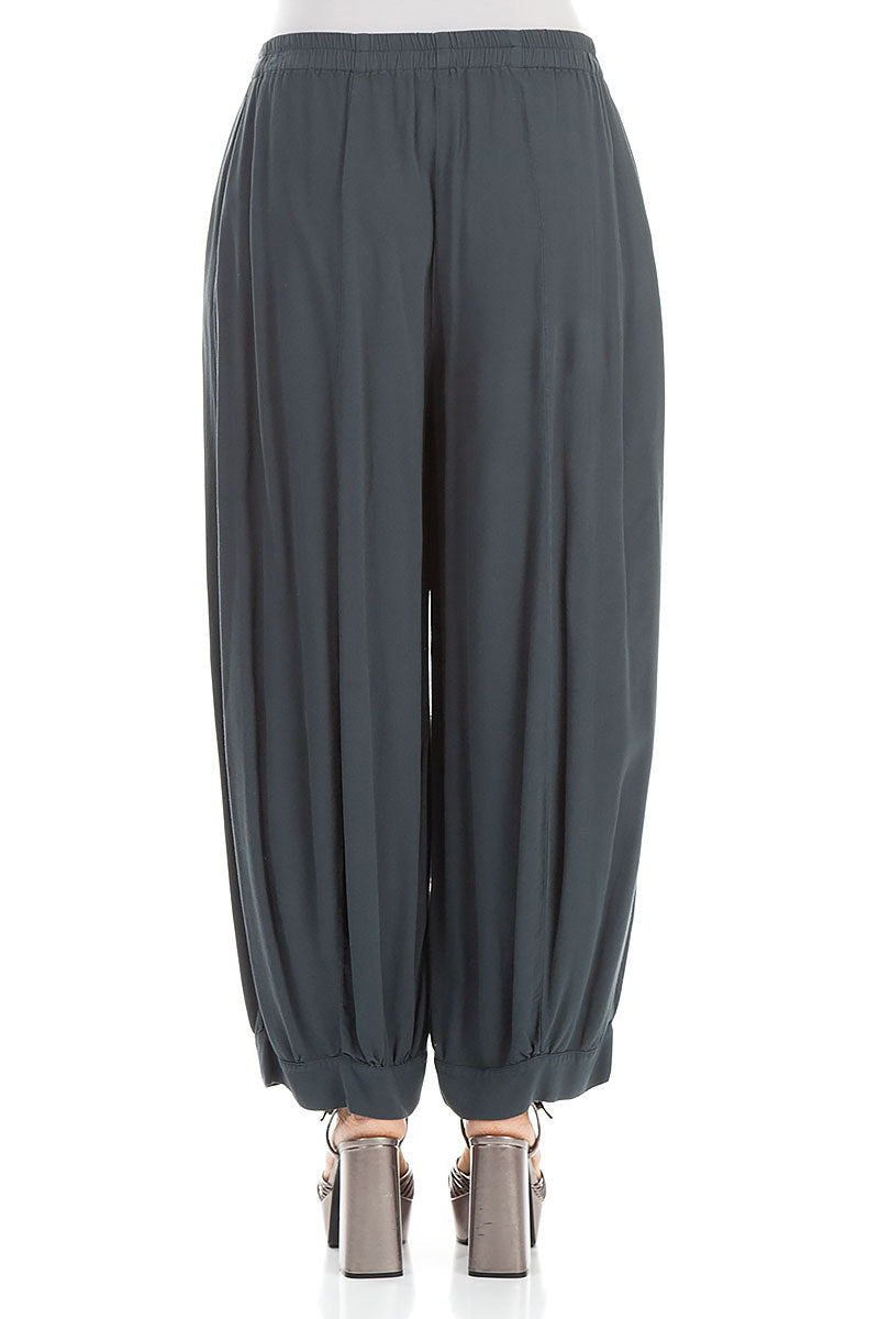 Wide Dark Grey Viscose Trousers