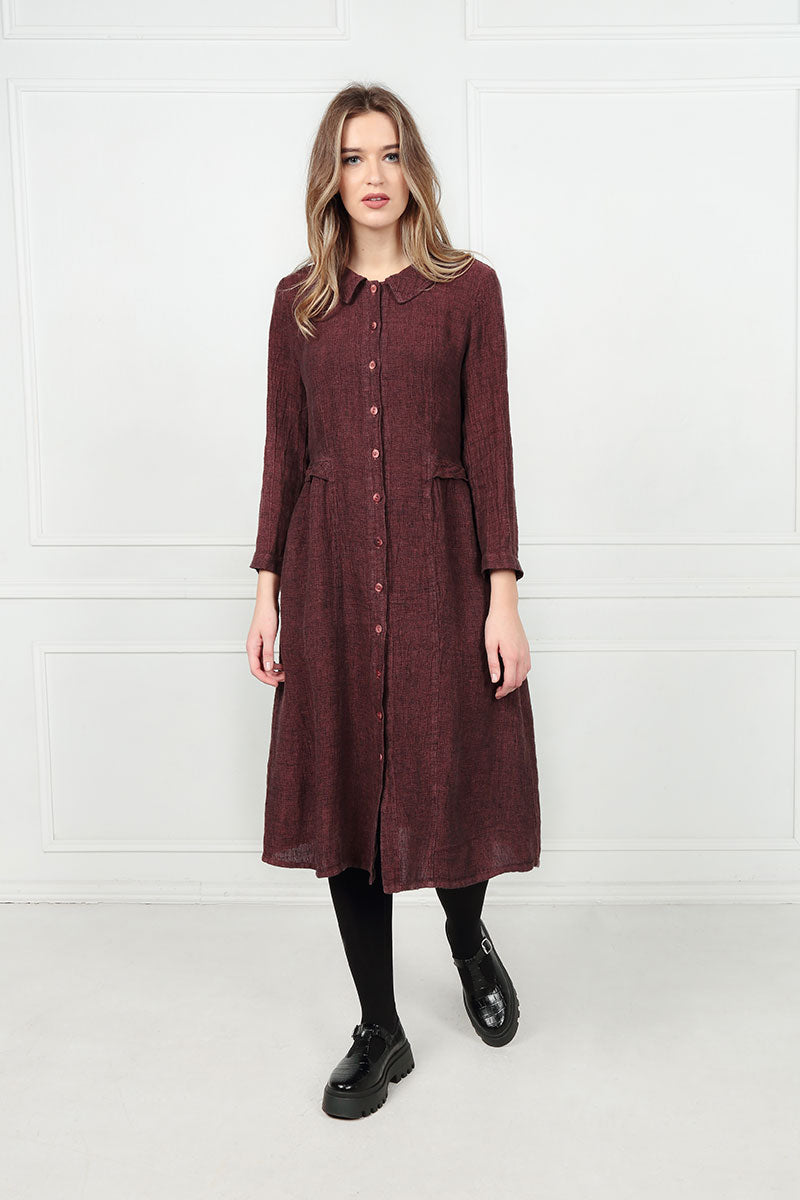Flared Mélange Dusty Rose Linen Jacket - Dress