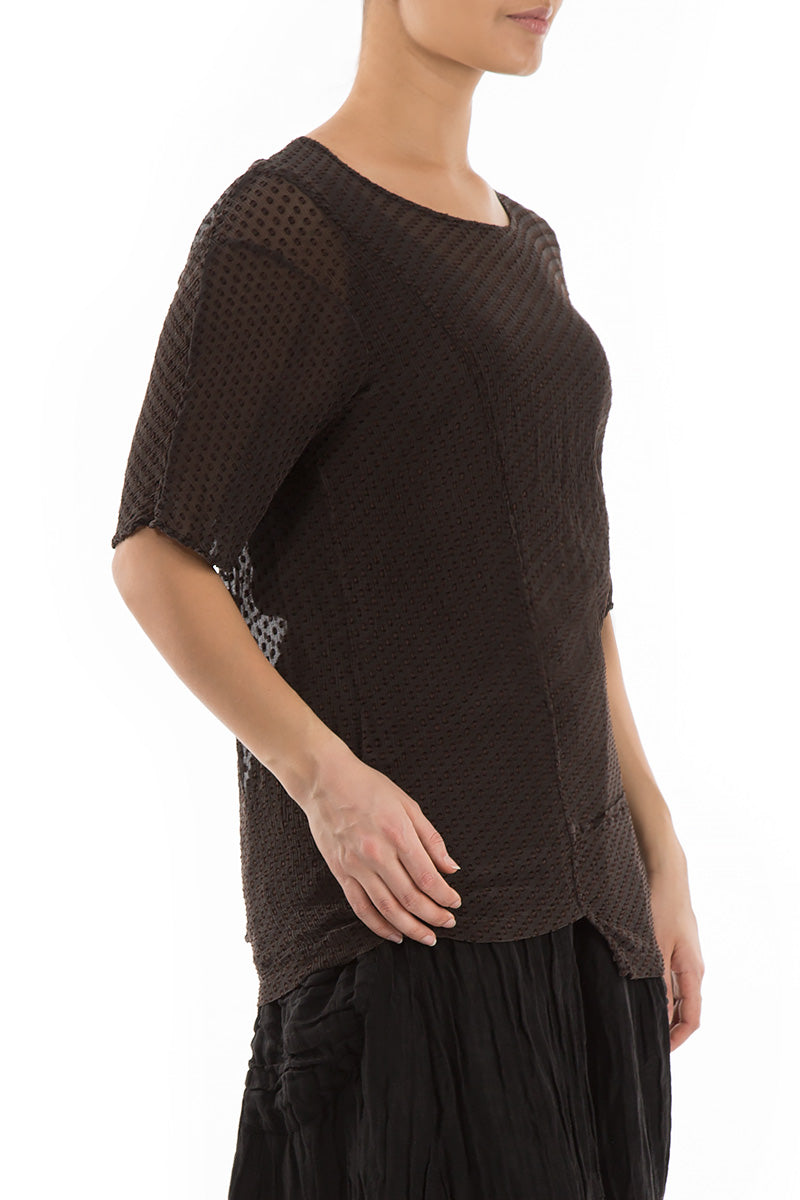 Short Sleeves Dotty Ash Silk Tunic