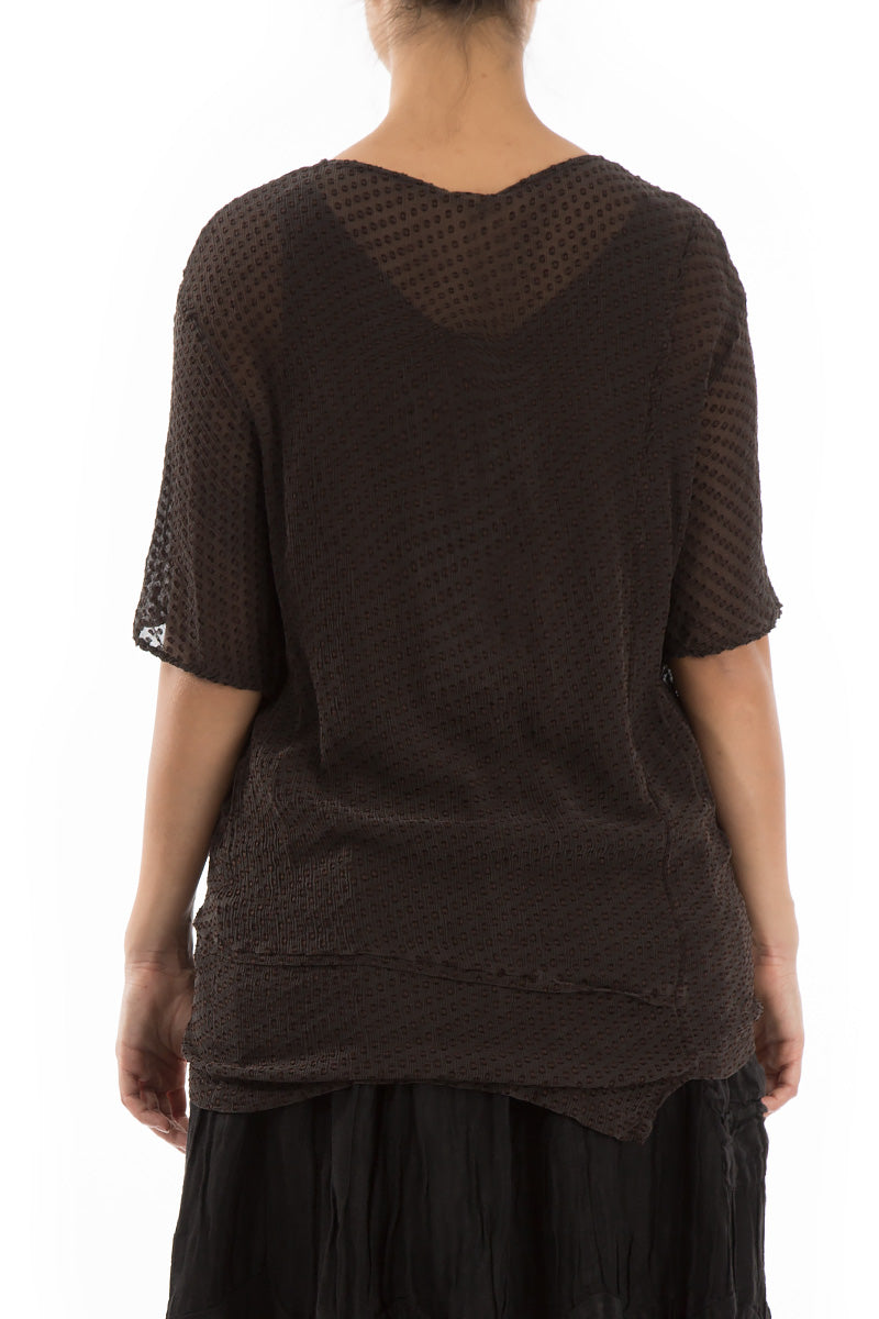 Short Sleeves Dotty Ash Silk Tunic