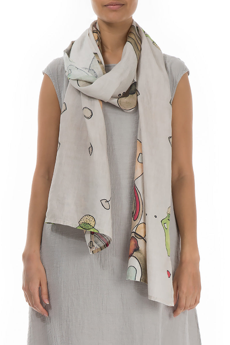 Abstract Print Linen Scarf - GRIZAS | Natural Contemporary Womenswear