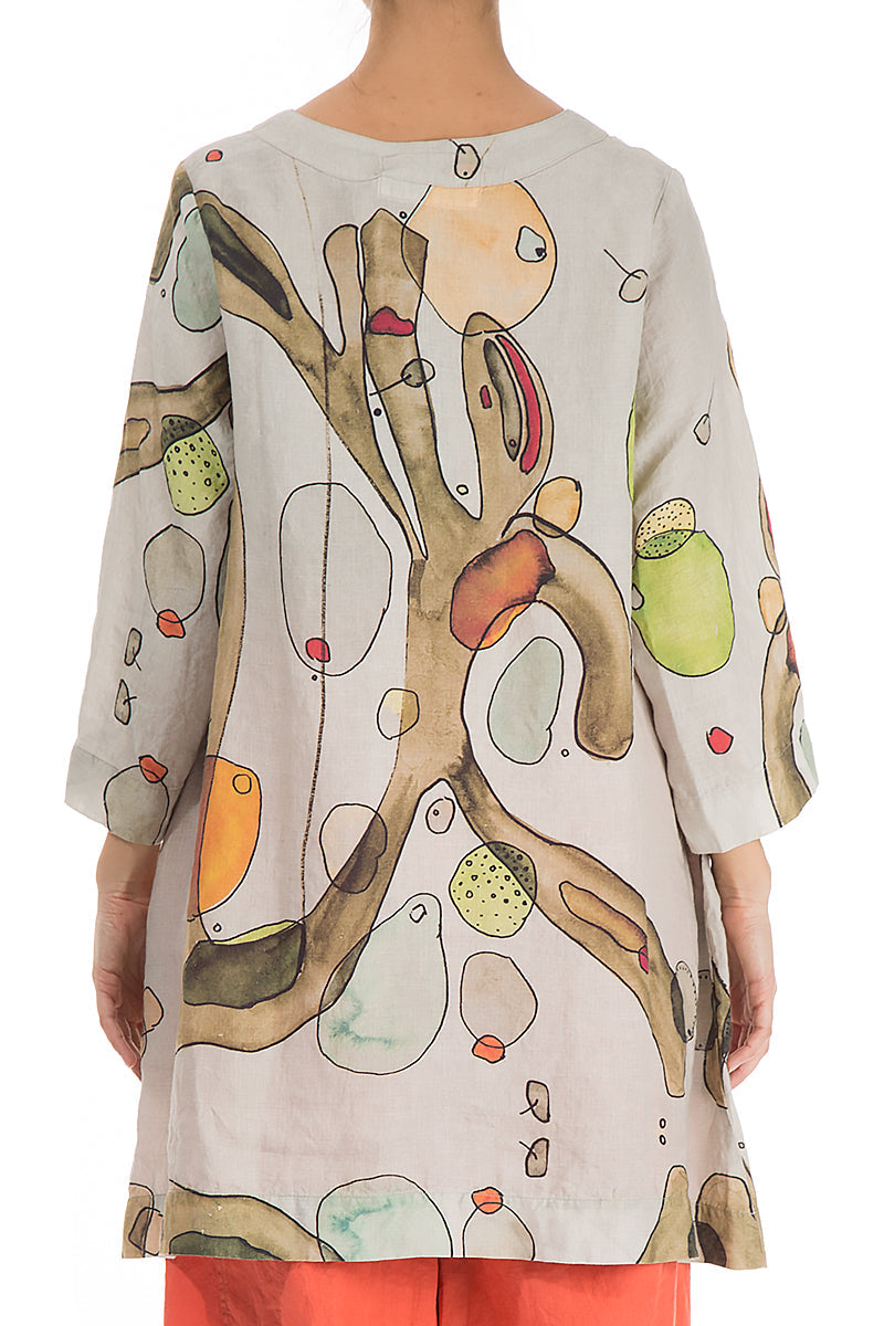 Abstract Print Natural Linen Tunic - GRIZAS | Natural Contemporary Womenswear