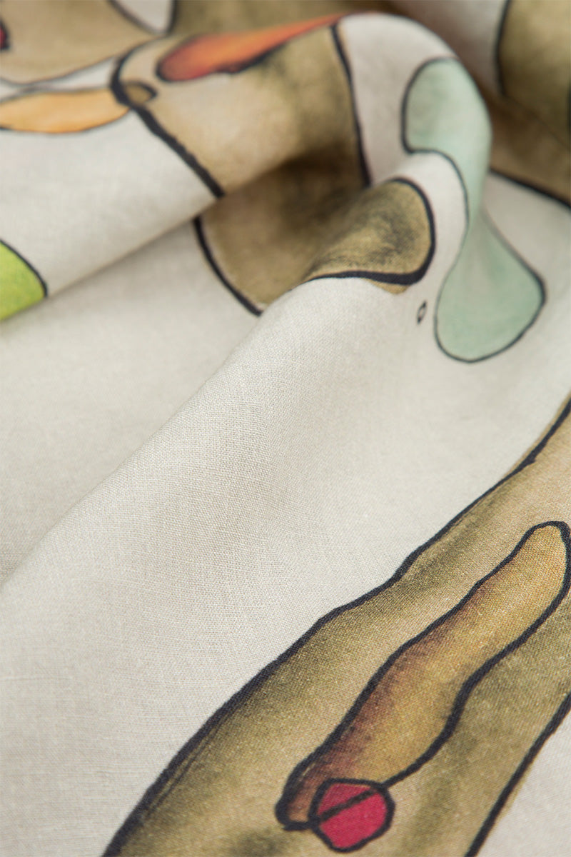 Abstract Print Natural Linen Tunic - GRIZAS | Natural Contemporary Womenswear
