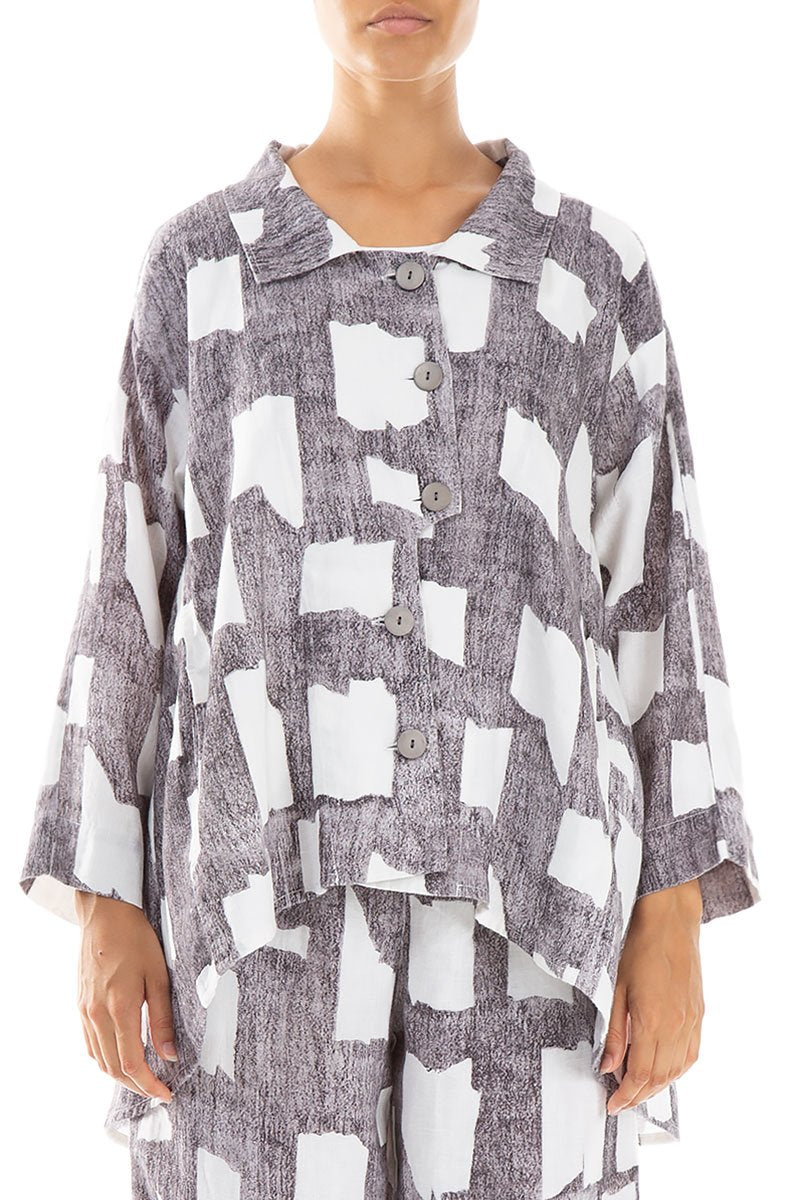 Asymmetric Closure Urban Linen Jacket