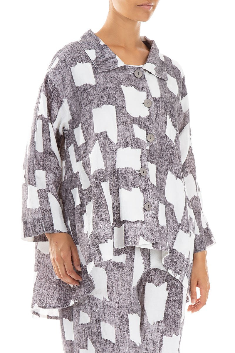 Asymmetric Closure Urban Linen Jacket