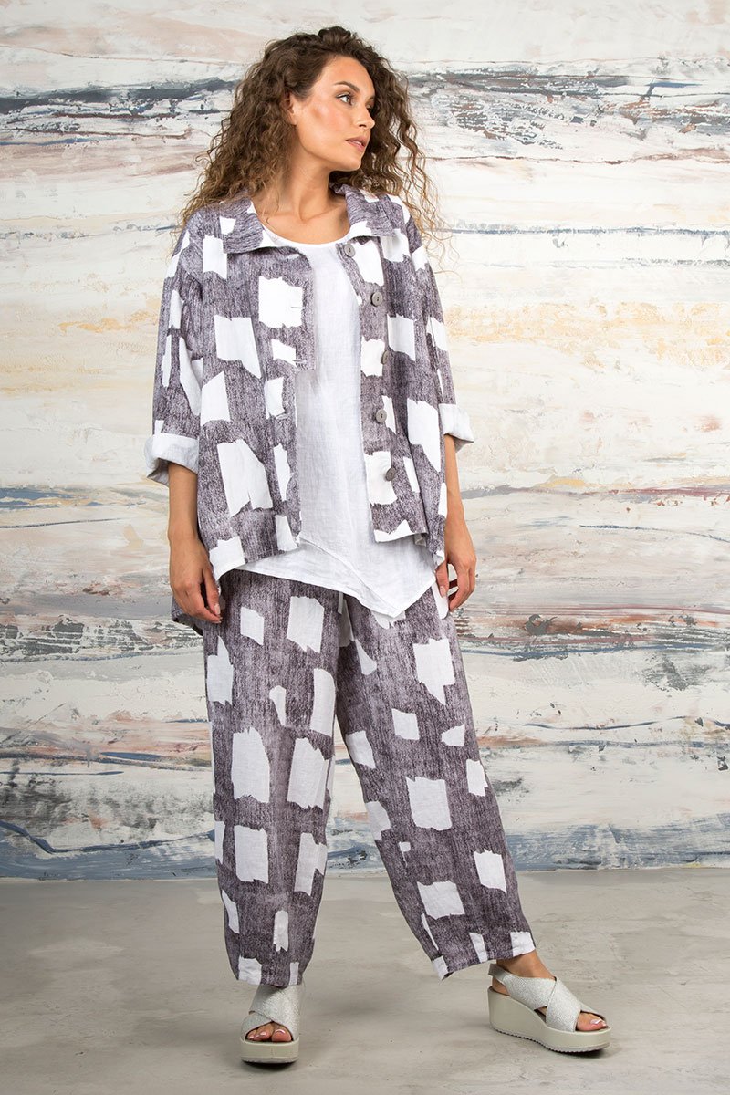 Asymmetric Closure Urban Linen Jacket