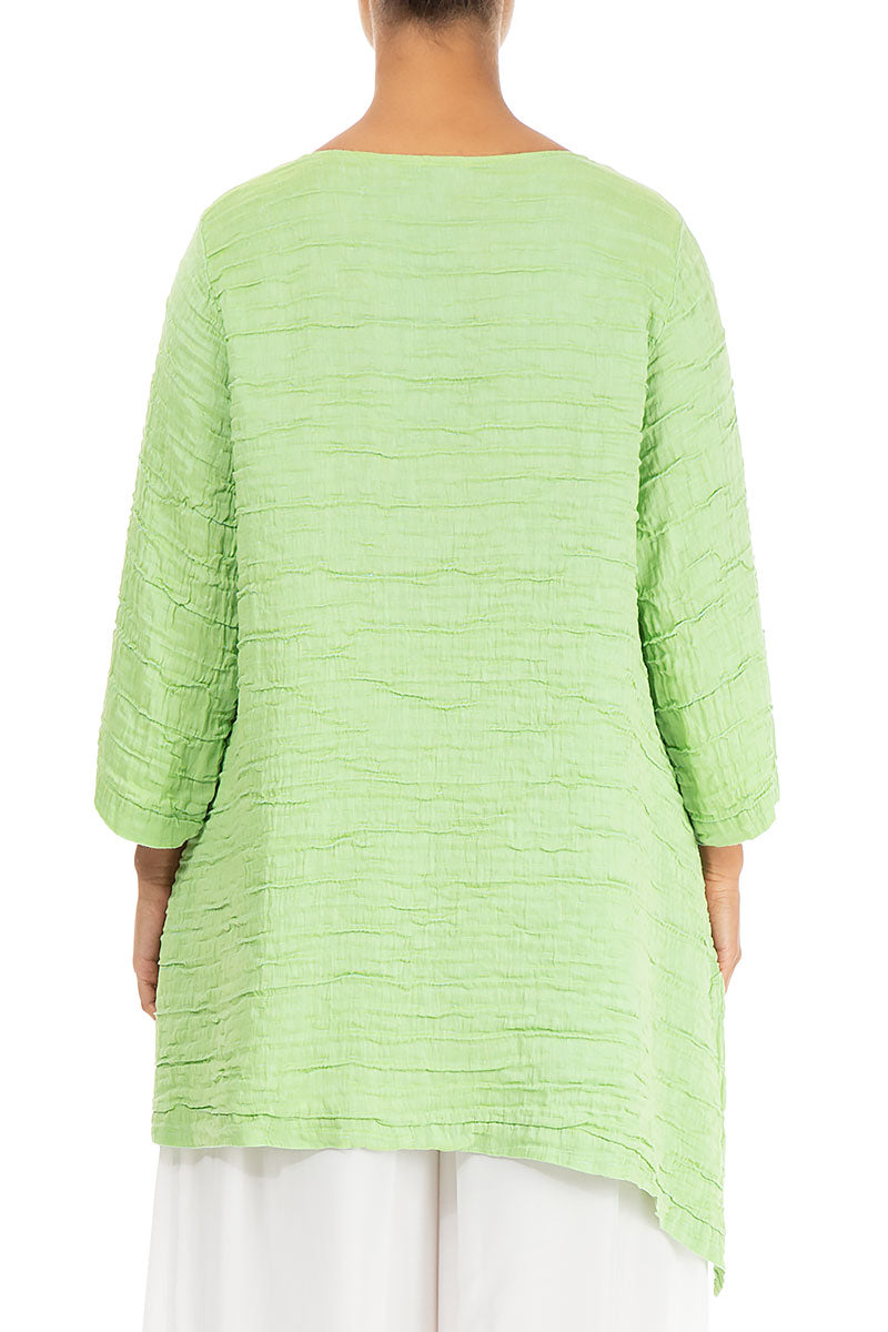 Asymmetric Crinkled Lime Silk Linen Tunic