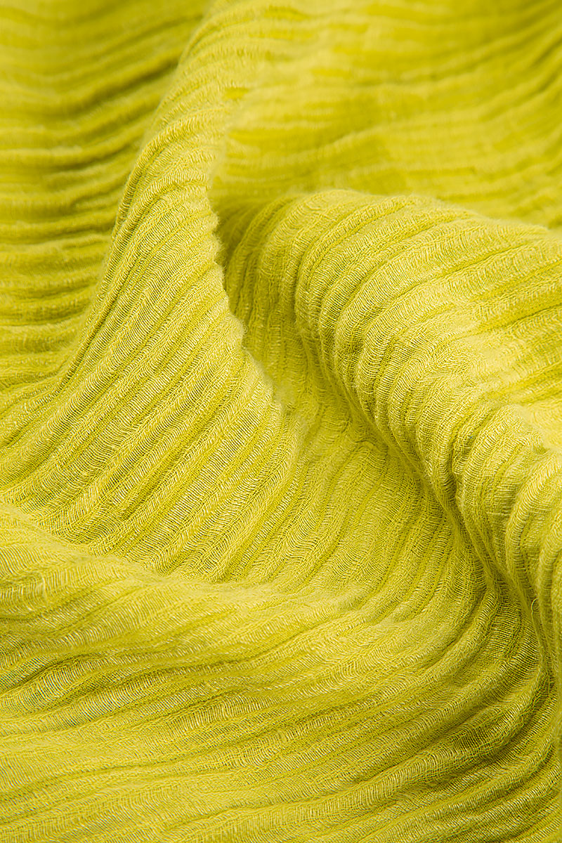 Asymmetric Crinkled Yellow Silk Dress