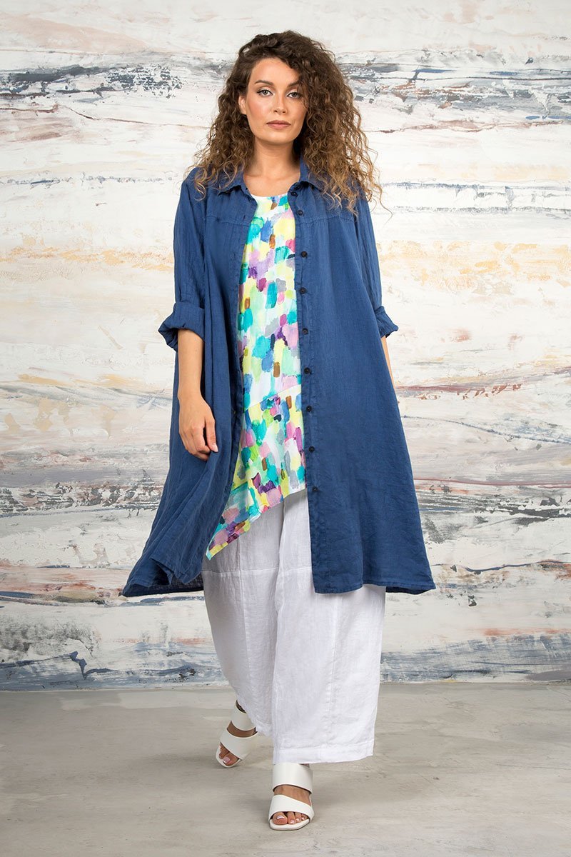 Back Pockets White Linen Trousers