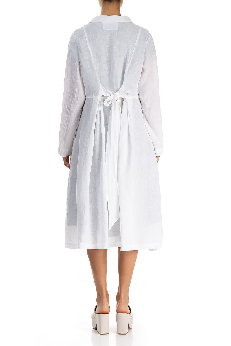 Back Tie White Linen Jacket