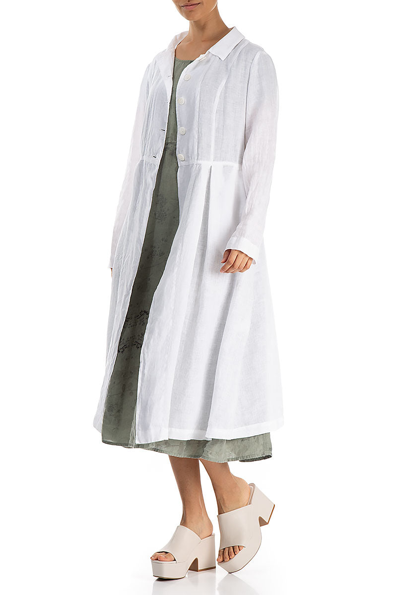 Back Tie White Linen Jacket