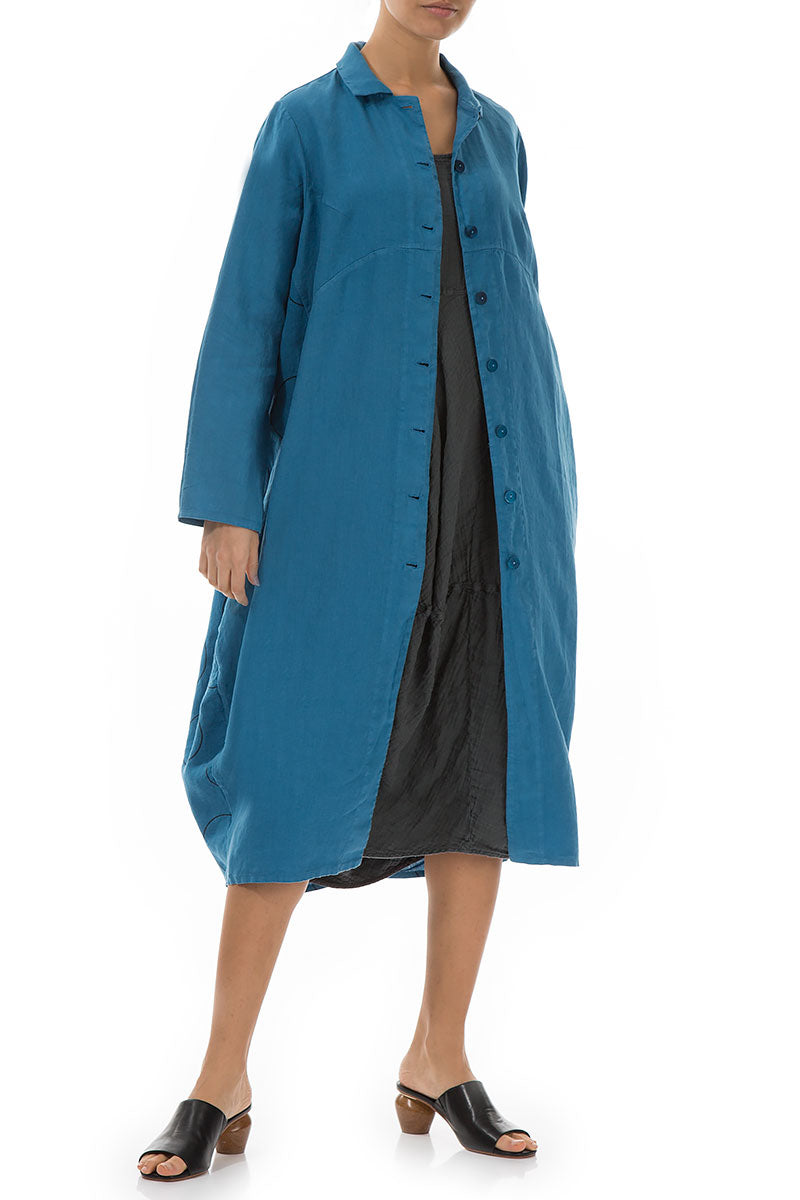 Balloon Ocean Blue Back Bubble Linen Jacket