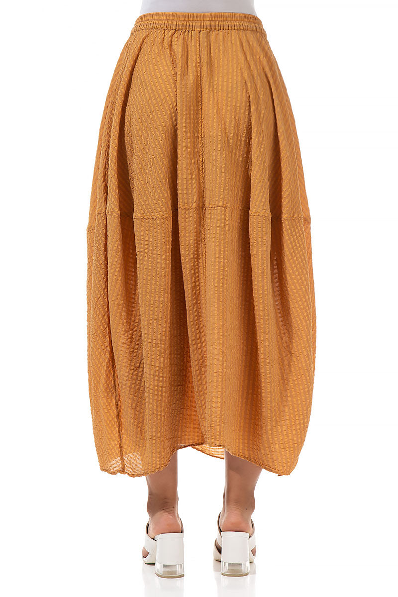 Balloon Orange Textured Silk Cotton Skirt