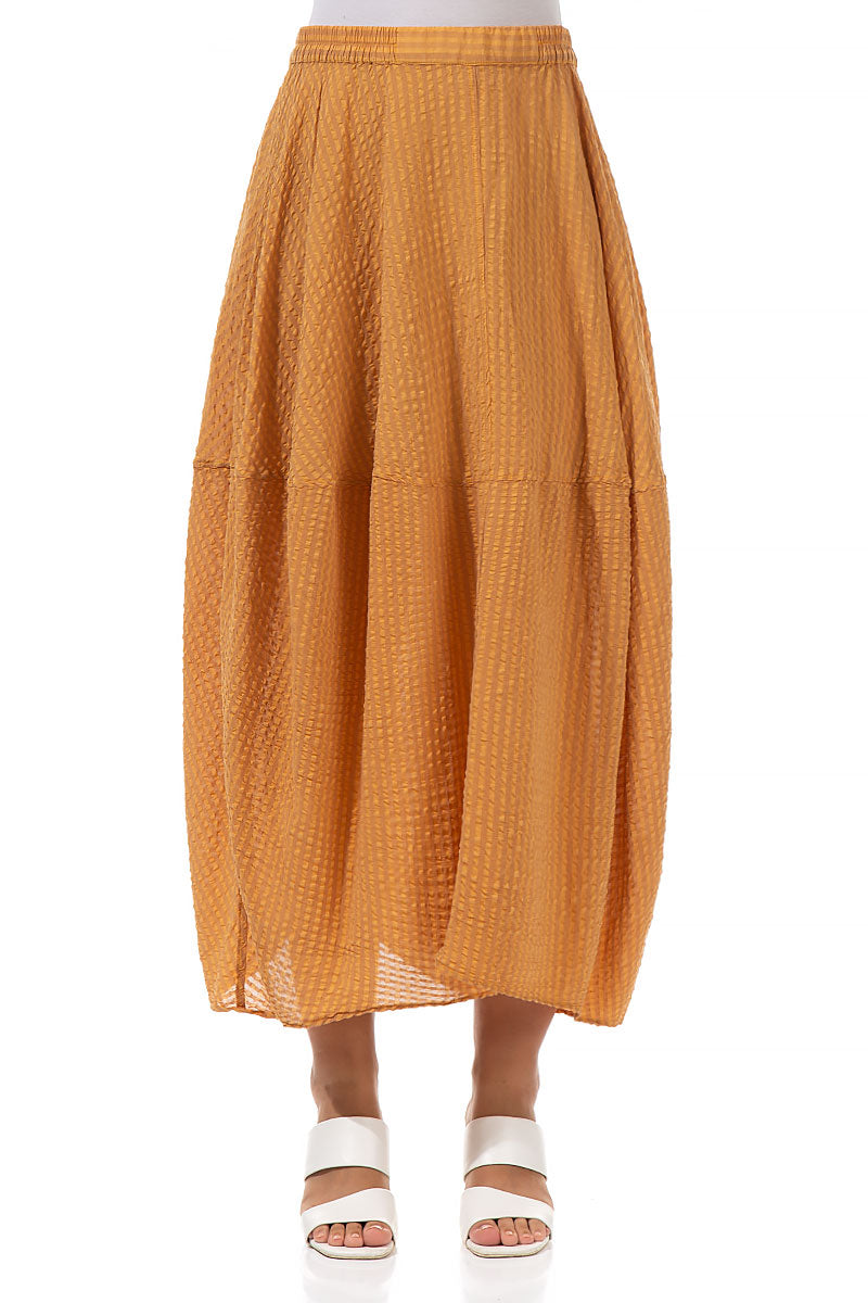 Balloon Orange Textured Silk Cotton Skirt