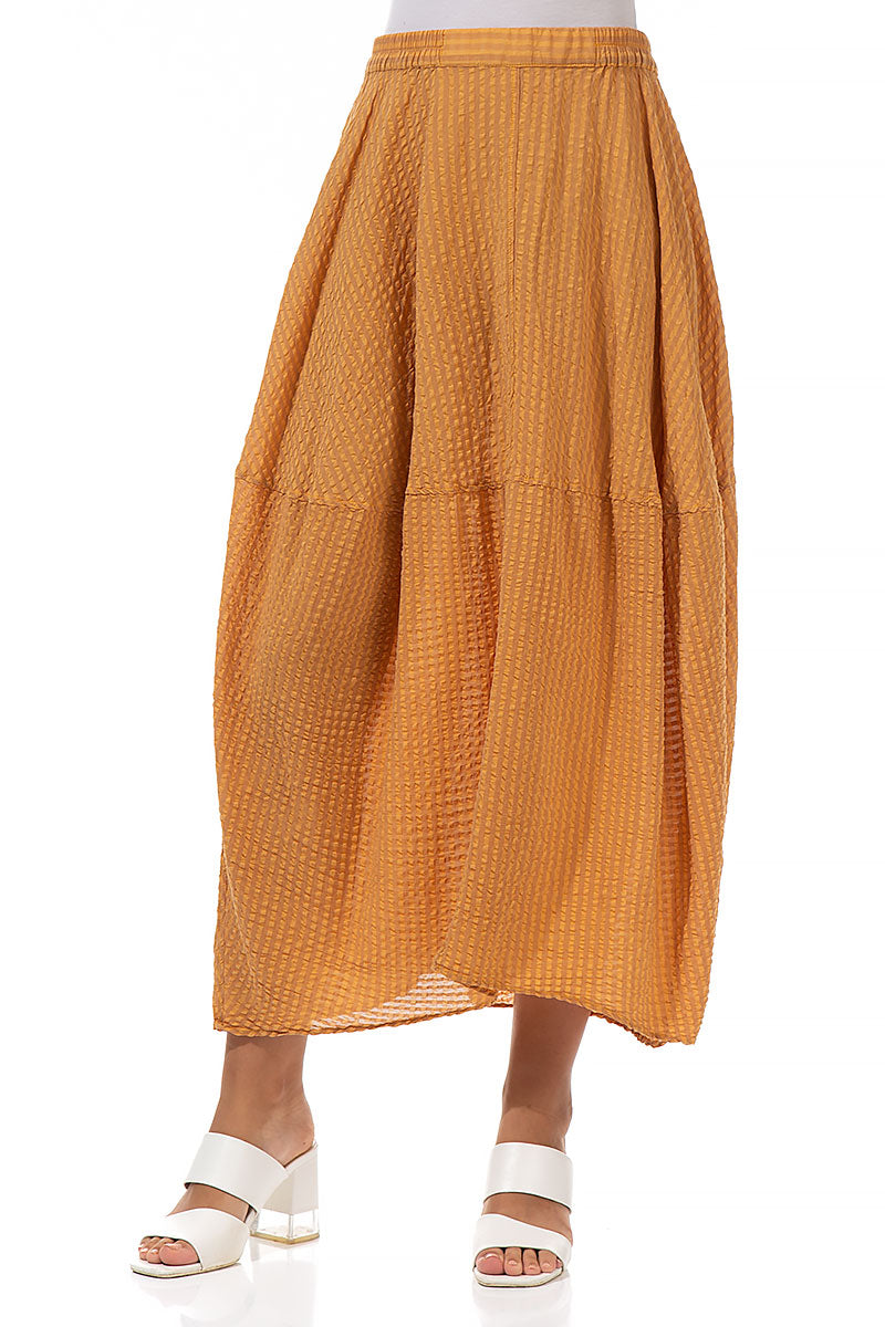 Balloon Orange Textured Silk Cotton Skirt