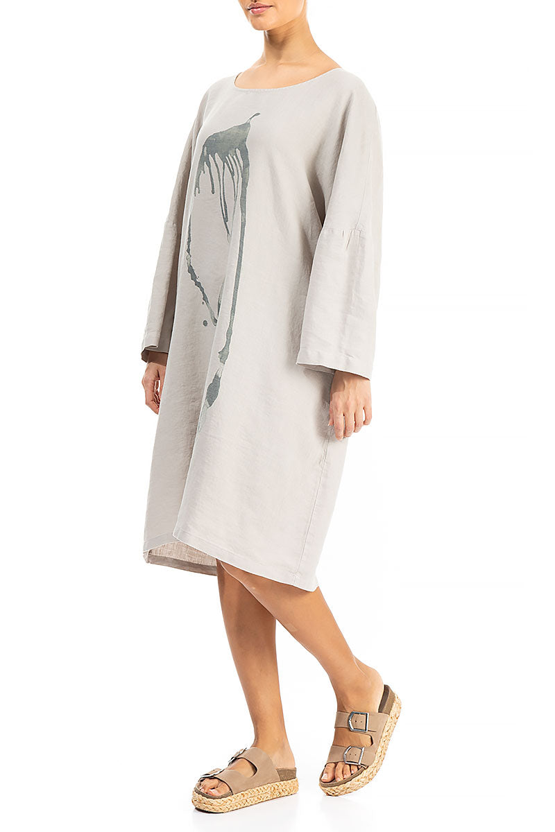 Balloon Splash Taupe Linen Tunic Dress