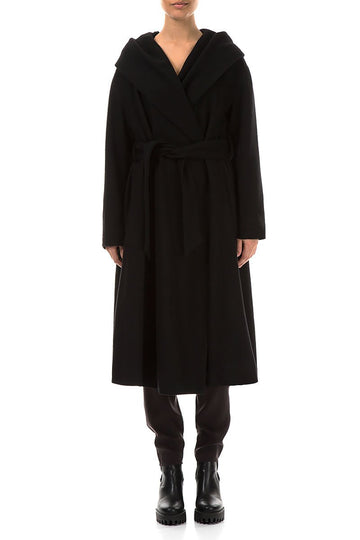 Belted Black Wool Coat