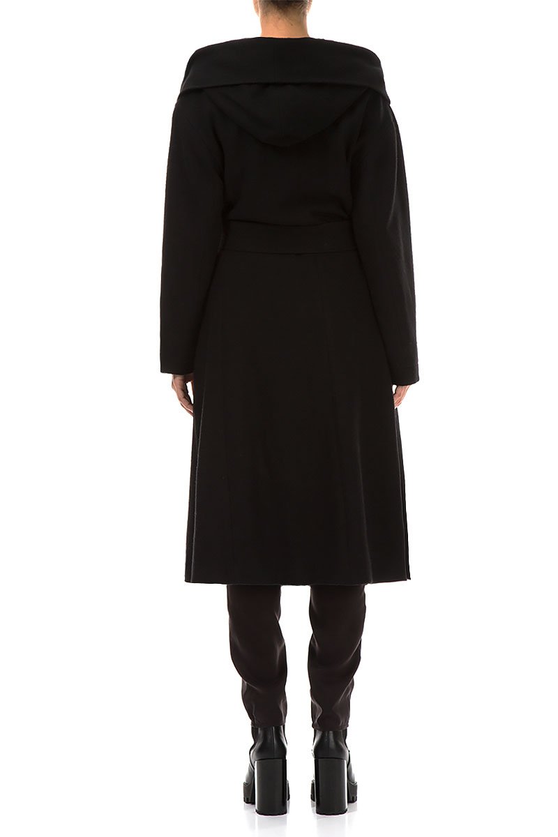 Belted Black Wool Coat