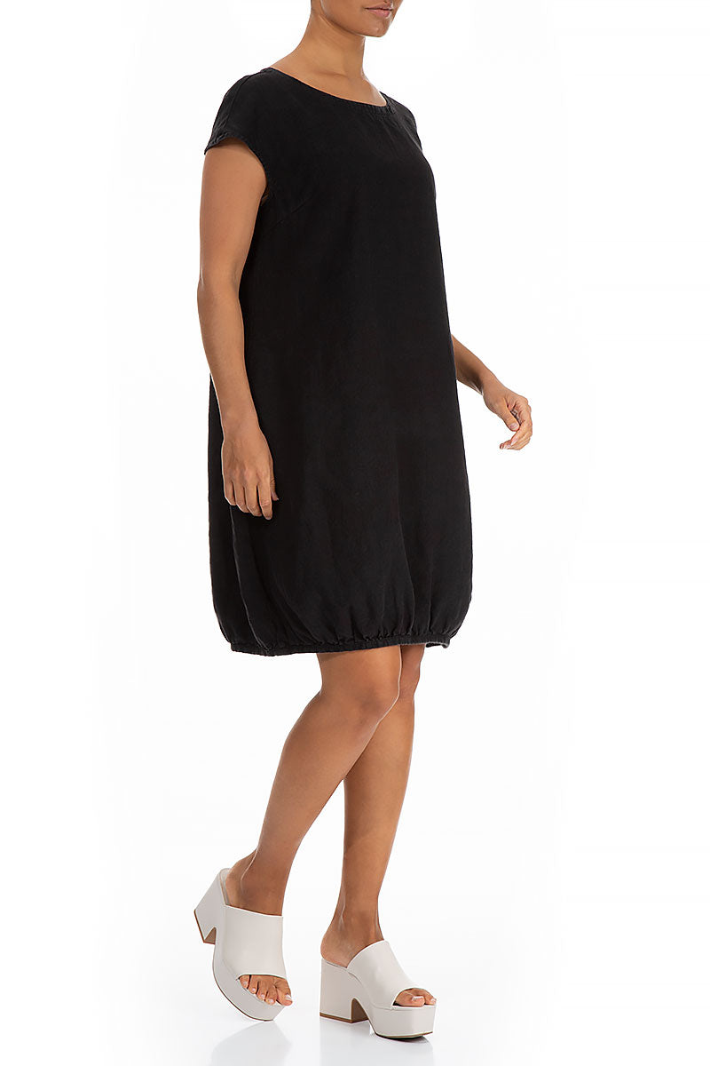 Black Linen Midi Dress