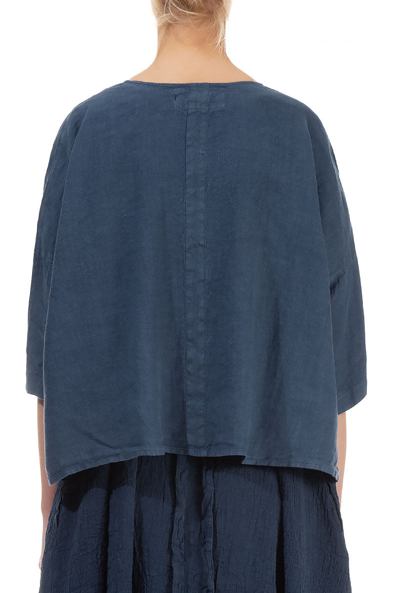Boxy Denim Blue Linen Jacket