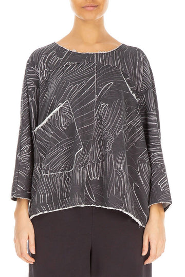 Boxy Feather Grey Cotton Blouse