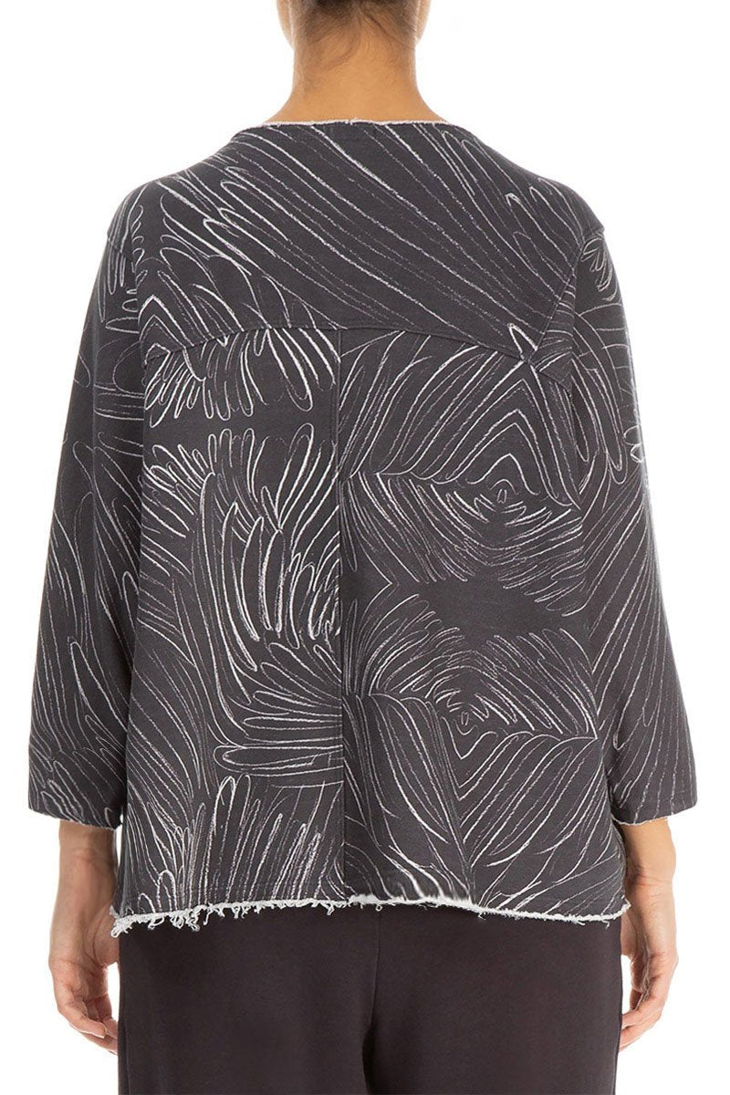 Boxy Feather Grey Cotton Blouse