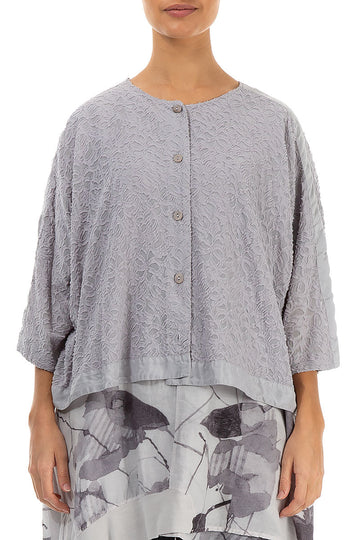 Boxy Floral Lilac Grey Silk Jacket