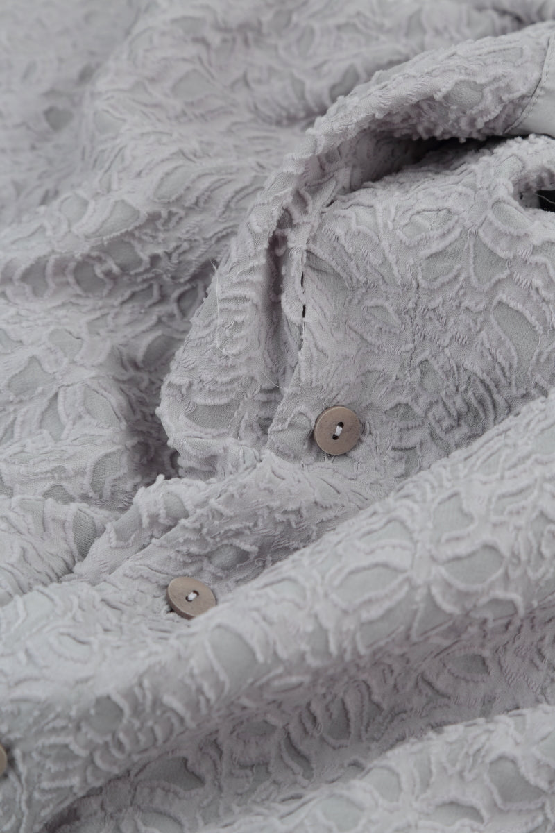 Boxy Floral Lilac Grey Silk Jacket