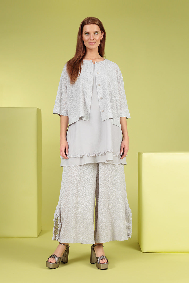 Boxy Floral Lilac Grey Silk Jacket