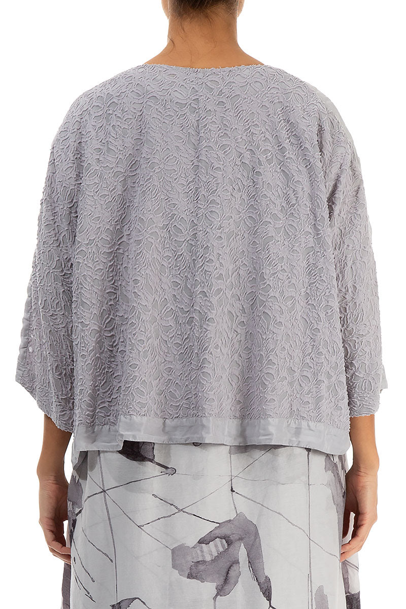 Boxy Floral Lilac Grey Silk Jacket