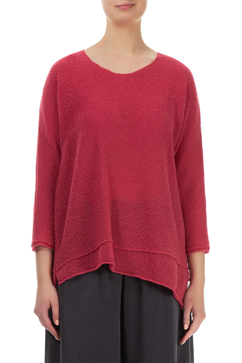 Boxy Pink Punch Wool Sweater