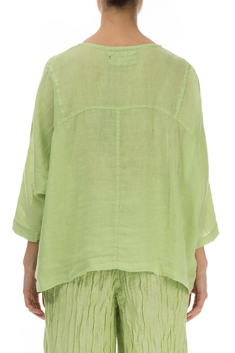 Boxy Pure Lime Gauze Linen Blouse