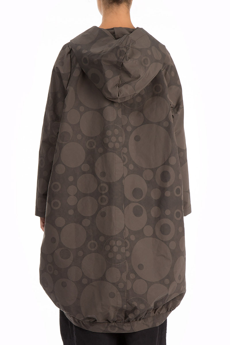 Hooded Bubbles Brown Oversized Trench Jacket