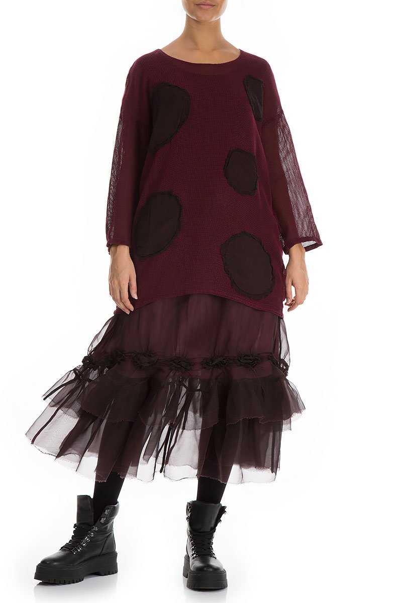 Bubbles Mesh Wine Silk Rayon Tunic