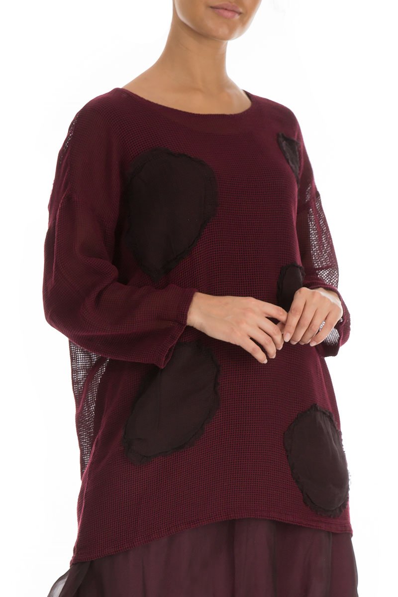 Bubbles Mesh Wine Silk Rayon Tunic