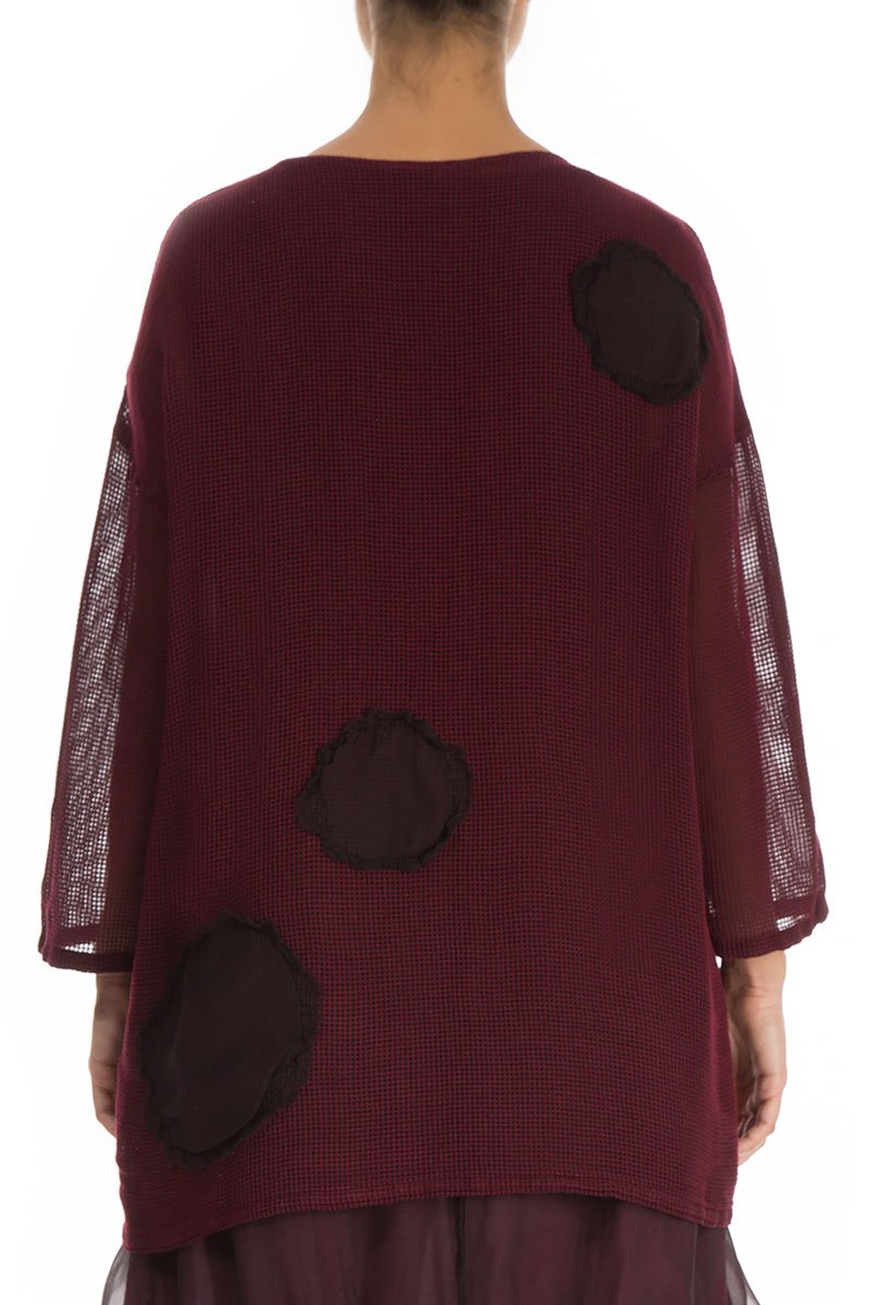 Bubbles Mesh Wine Silk Rayon Tunic