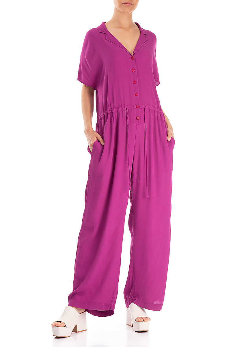 Buttoned Orchid Viscose Jumpsuit