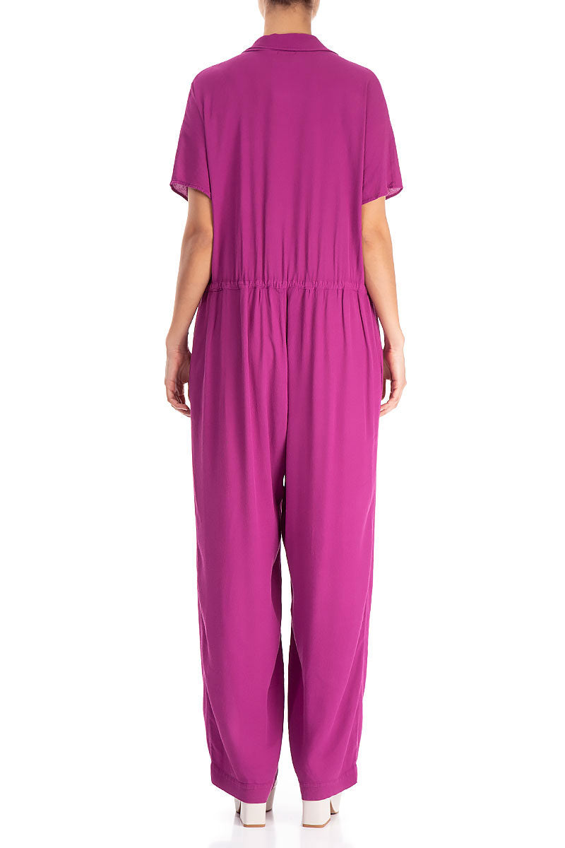 Buttoned Orchid Viscose Jumpsuit