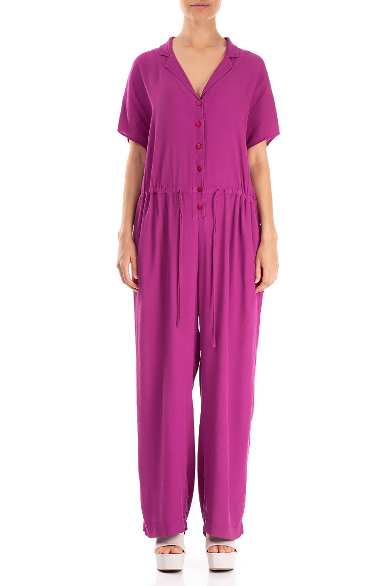 Buttoned Orchid Viscose Jumpsuit