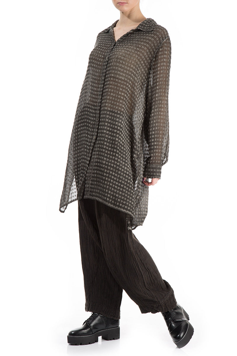 Checkered Washed Out Silk Shirt