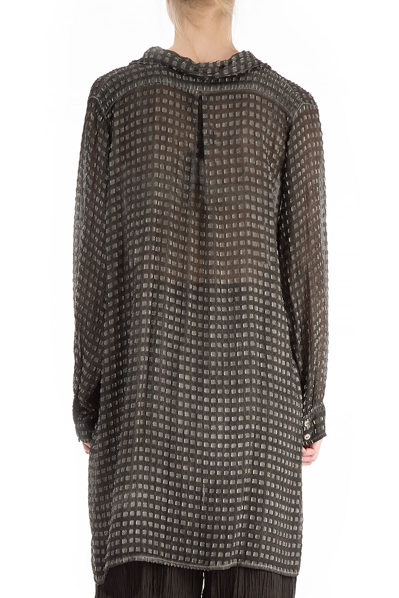 Checkered Washed Out Silk Shirt