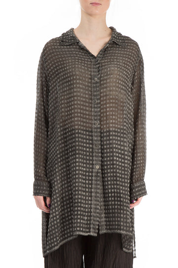 Checkered Washed Out Silk Shirt