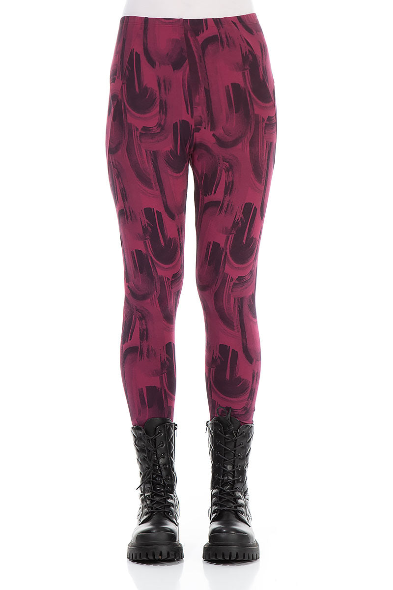 Claret Paintwave Cotton Leggings
