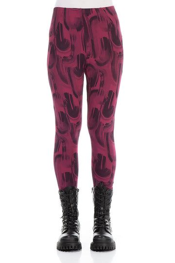 Claret Paintwave Cotton Leggings