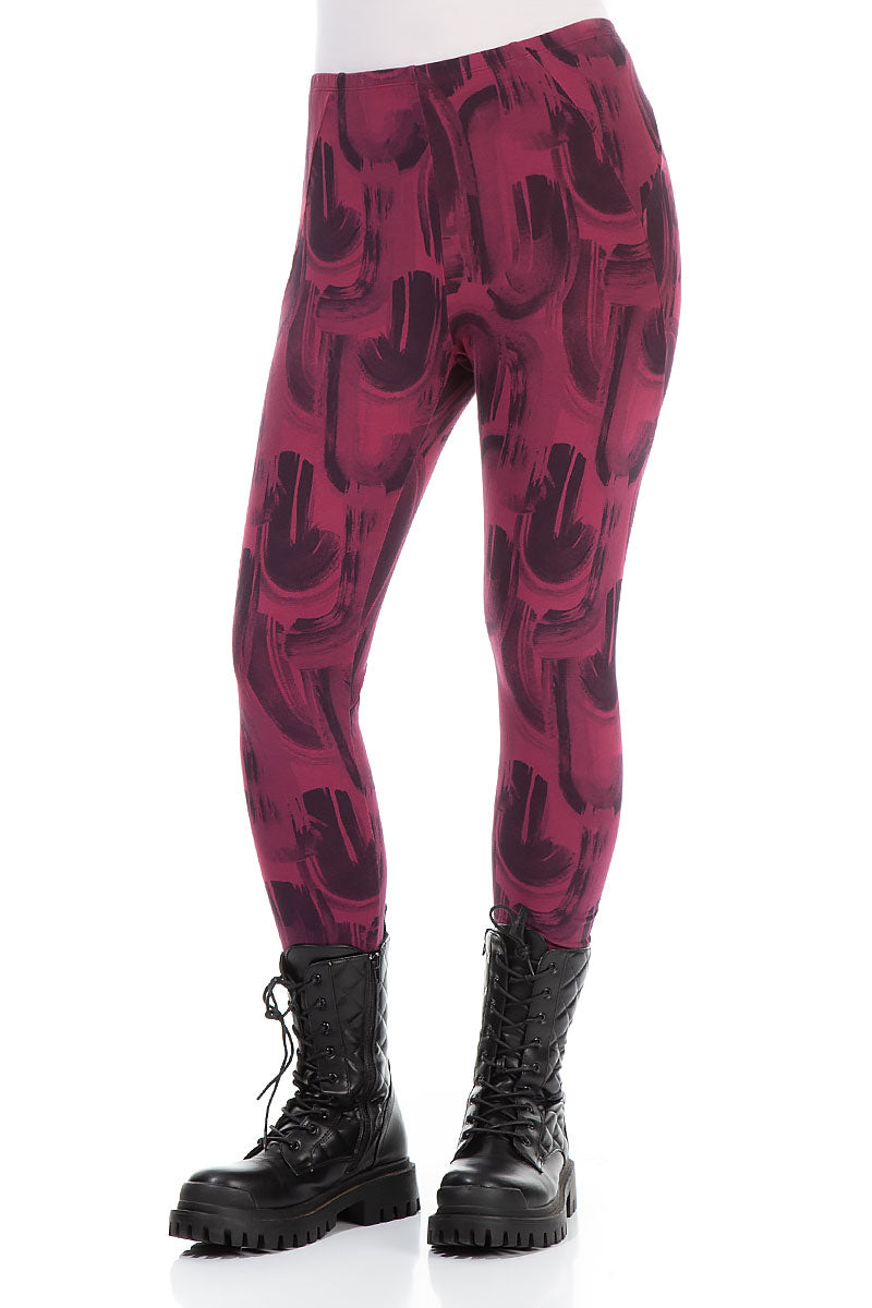 Claret Paintwave Cotton Leggings