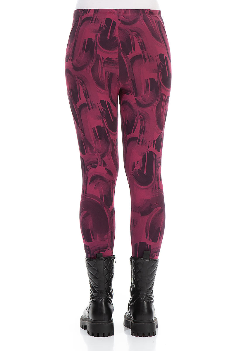 Claret Paintwave Cotton Leggings